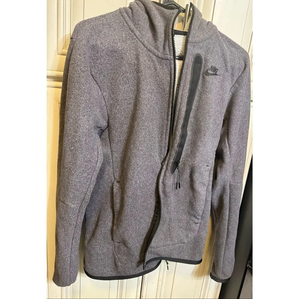 Nike Youth Fleece Sportswear Tech Fleec Full Zip Winterized Hoodie Gray Size XS